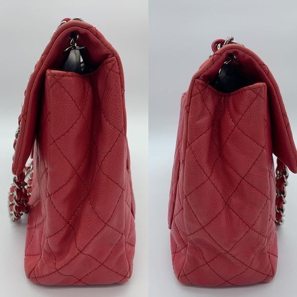 Authentic Chanel classic maxi soft caviar single flap in SHW - Picture 11 of 15